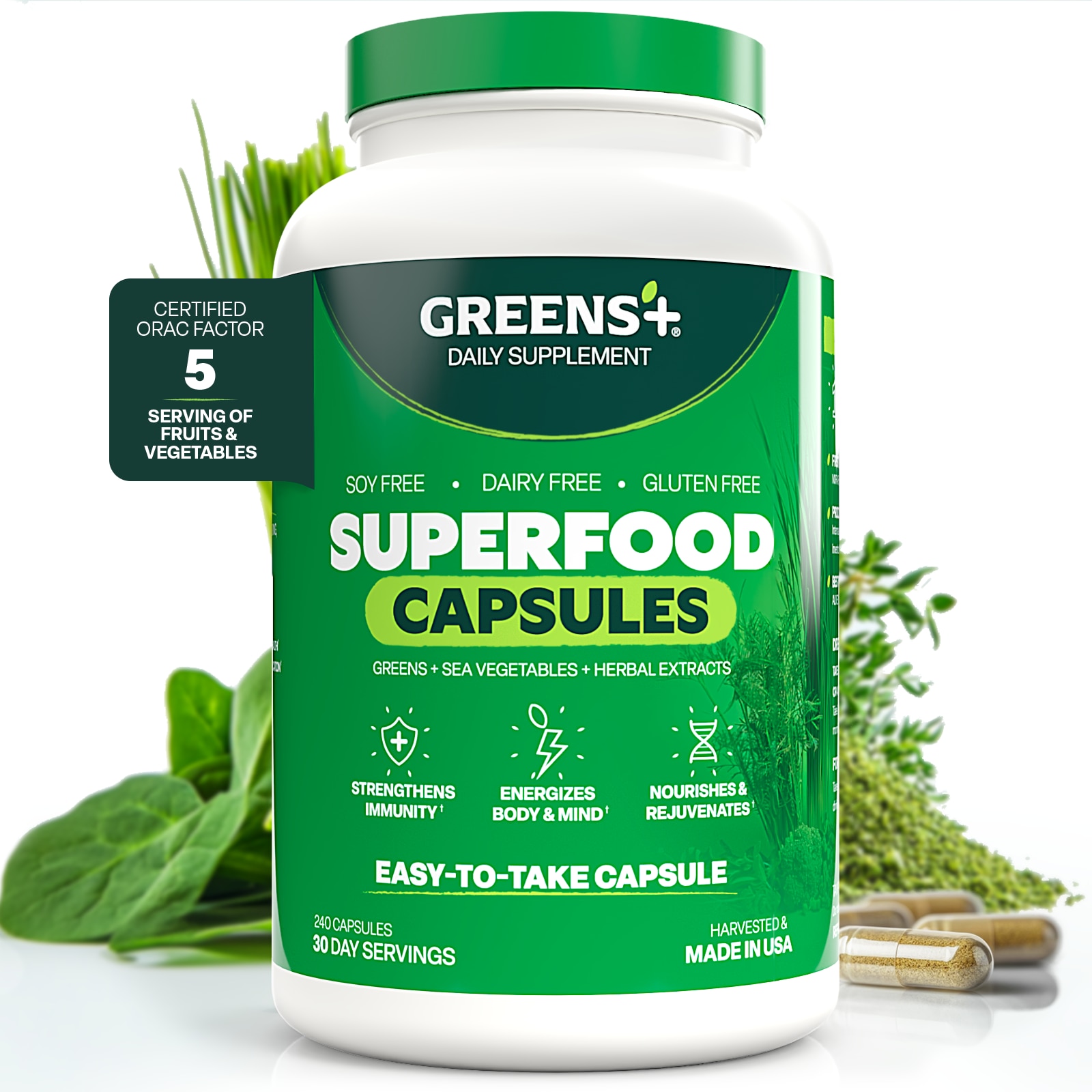 Greens Plus Superfood Capsules, 240 count